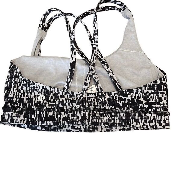 Lululemon Womens Strappy Medium Support CD Energy Bra Black White Size‎ 8 - Picture 2 of 6